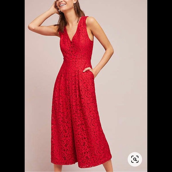 Anthropologie Pants - Anthropologie red lace jumpsuit sz 14